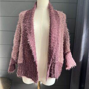 Simply Noelle Cozy Copped Textured Purple Mauve Cardigan One Size Layering